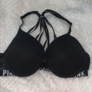Vs pink 34c cheetah lace black push up bra